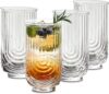 INSETLAN Vintage Ripple Glass Highball Set, 4-piece