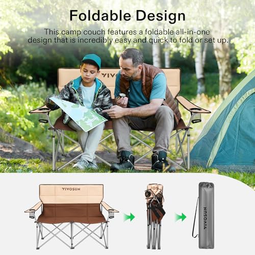VIVOSUN Double Camping Chair, Padded Folding Loveseat - Image 4