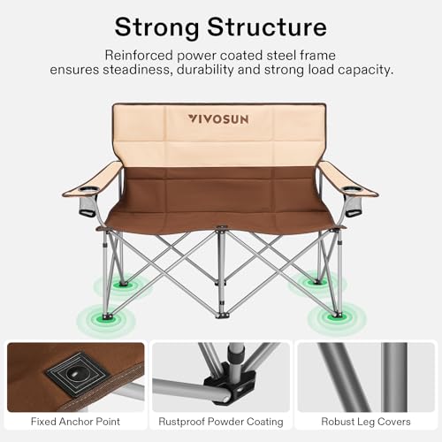 VIVOSUN Double Camping Chair, Padded Folding Loveseat - Image 5