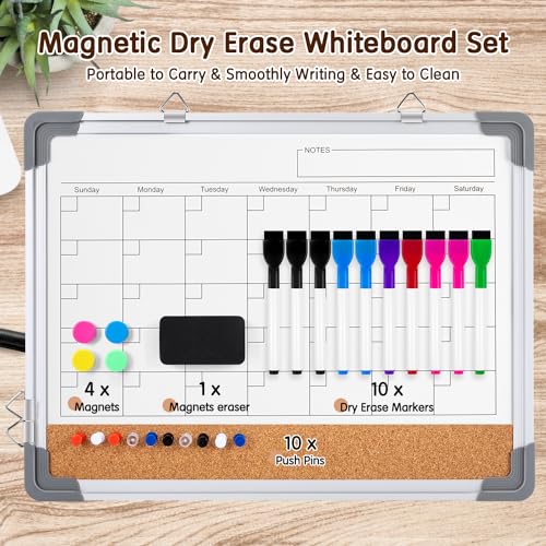 VUSIGN Double-Sided Magnetic Calendar and Cork Board - Image 3