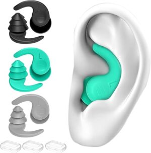 FNGXX Waterproof Silicone Swim Earplugs, 3 Pairs