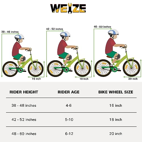 WEIZE Kids Bike, 16-20 Inch, Ages 4-12 - Image 4