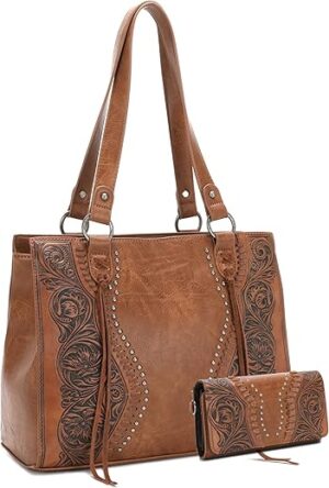 Montana West Western Floral Tooling Shoulder Handbag
