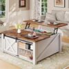 SEDETA White Lift Top Coffee Table with Storage