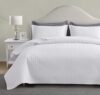 Maple&Stone White Quilt Set Queen Size, Lightweight Ultrasonic Chevron Bedspread