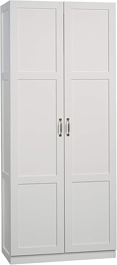 Sauder White Storage Pantry Cabinet, 70" Tall