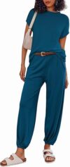 Ekouaer Cap Sleeve Tops and Jogger Set