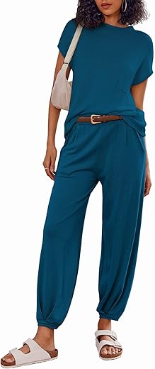 Ekouaer Cap Sleeve Tops and Jogger Set