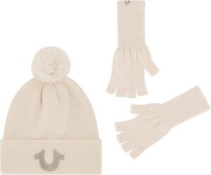 True Religion Women’s Beanie and Fingerless Gloves Set