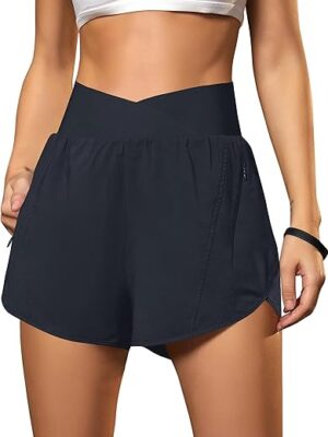 Blooming Jelly Women’s High Waisted Athletic Shorts