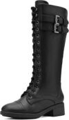 DREAM PAIRS Women’s Pu Knee High Riding Combat Boots