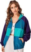 SweatyRocks Women’s Lightweight Patchwork Windbreaker Jacket