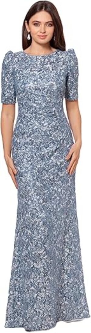 Xscape Long Lace Sequin Dress