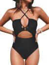 CUPSHE Plunge Neckline Cutout Criss Cross Swimsuit