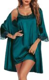 Ekouaer Satin Nightgown with Robes Set