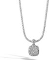 John Hardy Silver Diamond Pave Square Pendant Necklace