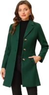 Allegra K Single-Breasted Long Winter Coat