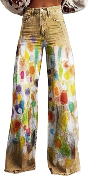 RTJTGXF Vintage Floral Wide Leg Pants
