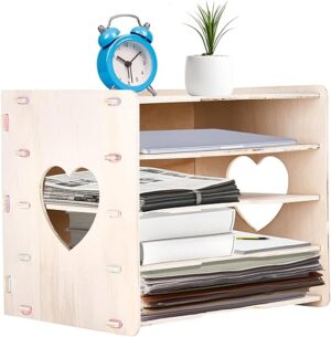 Liebspecht Wooden 5-Tier Desk Organizer with Slots