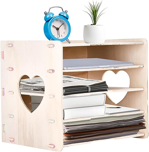 Liebspecht Wooden 5-Tier Desk Organizer with Slots
