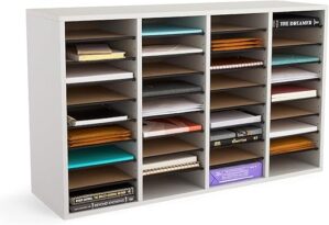 Safco Wooden Organizer, Adjustable Shelves, 24 Compartments