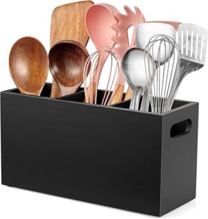 ALELION Wooden Utensil Caddy with Divider