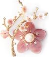 CCijiNG Pink Flower Rhinestone Brooche