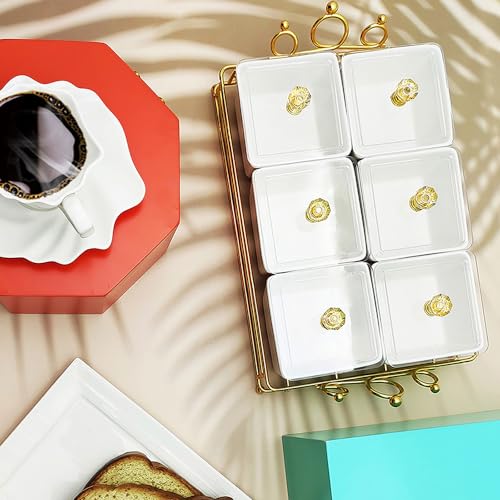 Bowls and with Lid Gold Basket Trays, 6 Removable Small Bowls Condiment Trays - Image 3