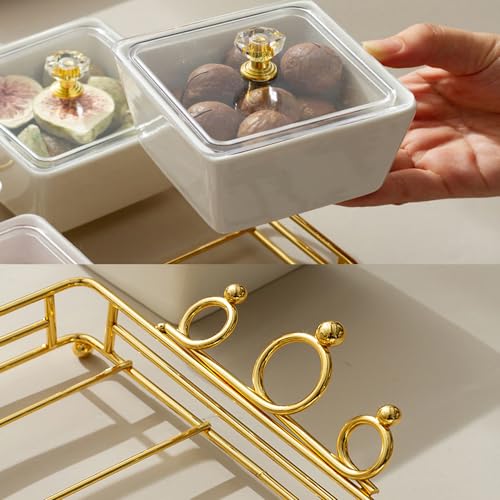 Bowls and with Lid Gold Basket Trays, 6 Removable Small Bowls Condiment Trays - Image 4