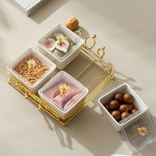 Bowls and with Lid Gold Basket Trays, 6 Removable Small Bowls Condiment Trays - Image 5