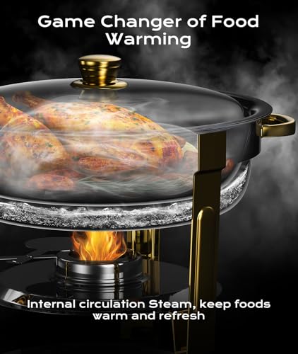 ZILODE 2-Pack 5QT Gold & Silver Chafing Dishes - Image 3