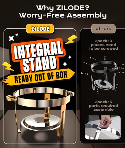 ZILODE 2-Pack 5QT Gold & Silver Chafing Dishes - Image 4