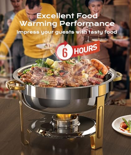ZILODE 2-Pack 5QT Gold & Silver Chafing Dishes - Image 2