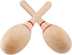 Cionyce 2 Pack Beech Wooden Maracas Rumba Shakers