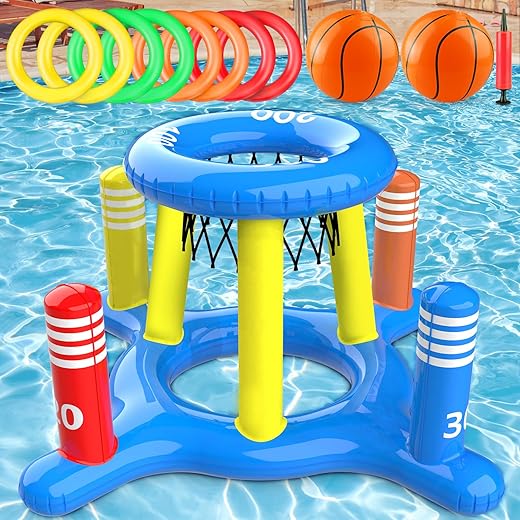 GiziGizi 2in1 Inflatable Pool Floats Basketball Hoop