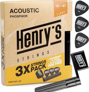 Henry’s Strings 3 Pack Acoustic Guitar Strings 10-47
