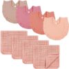 Omisy 4 Pack Burp Cloths & Muslin Baby Bibs Sets