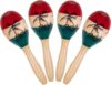 Foraineam 4 Pack Painted Wooden Maracas Instrument