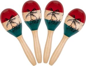 Foraineam 4 Pack Painted Wooden Maracas Instrument