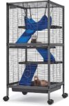 HABUTWAY 45”H Metal Rolling Chinchilla Cage, Removable Ramps