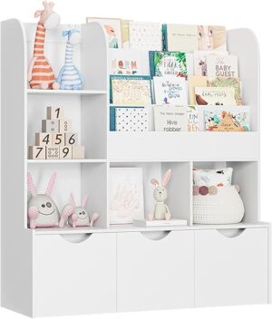FOTOSOK 47'' Kids Bookcase With Storage Cubbies