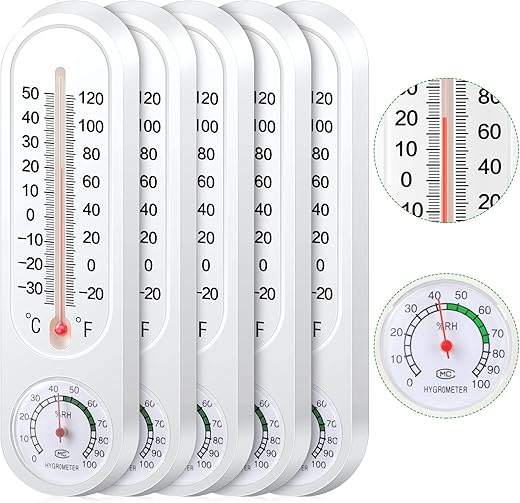 Hoteam 5 Pcs Indoor Outdoor Thermometer Hygrometer