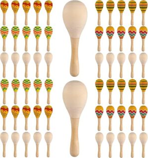 Jexine 60 Pcs DIY Mini Wooden Maracas