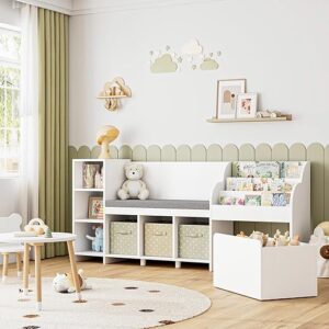 HOSTACK 67″ Kids Reading Nook with Bench