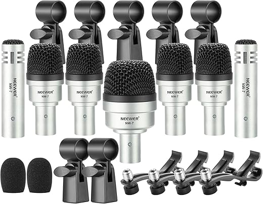 Neewer 7 Piece Wired Dynamic Drum Mic Kit