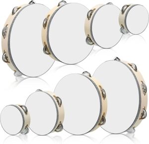 Reginary 8 Pcs Handheld Wood Tambourine