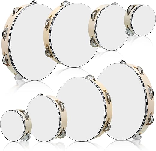 Reginary 8 Pcs Handheld Wood Tambourine