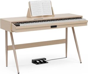 UMOMO 88 Key Weighted Digital Piano, Burlywood