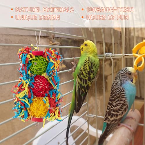 AFUOWER Parakeet Parrot Chewing Shredding Toys 5 Pack - Image 3