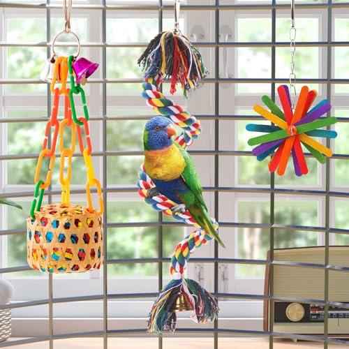 AFUOWER Parakeet Parrot Chewing Shredding Toys 5 Pack - Image 5